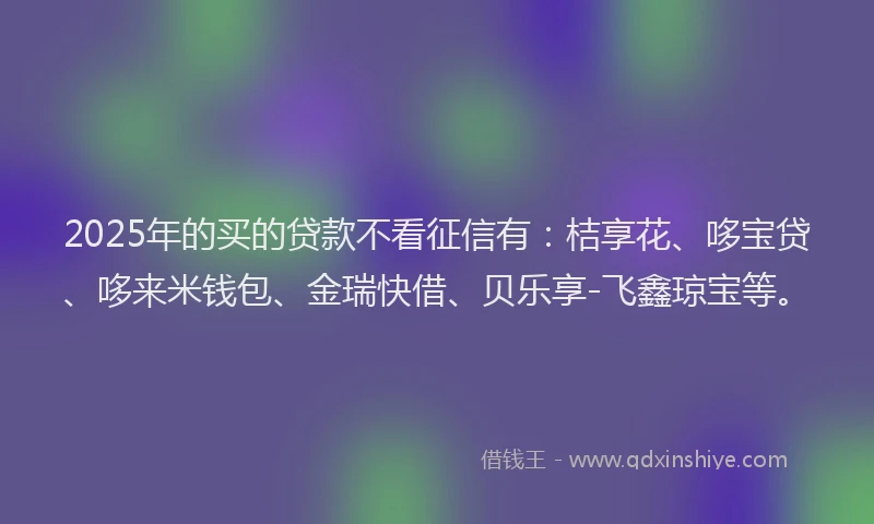 2025年的买的贷款不看征信有：桔享花、哆宝贷、哆来米钱包、金瑞快借、贝乐享-飞鑫琼宝等。