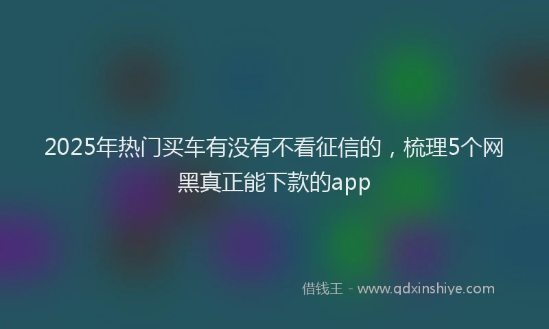 2025年热门买车有没有不看征信的，梳理5个网黑真正能下款的app