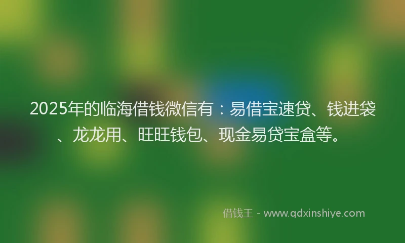 2025年的临海借钱微信有：易借宝速贷、钱进袋、龙龙用、旺旺钱包、现金易贷宝盒等。