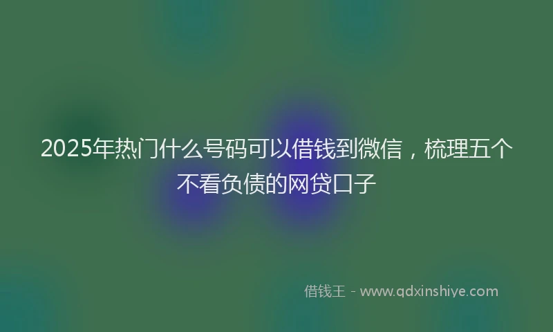 2025年热门什么号码可以借钱到微信，梳理五个不看负债的网贷口子