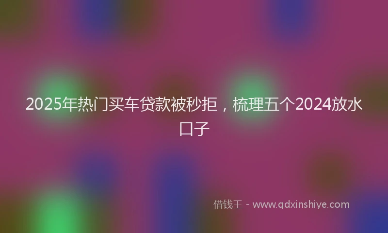 2025年热门买车贷款被秒拒，梳理五个2024放水口子