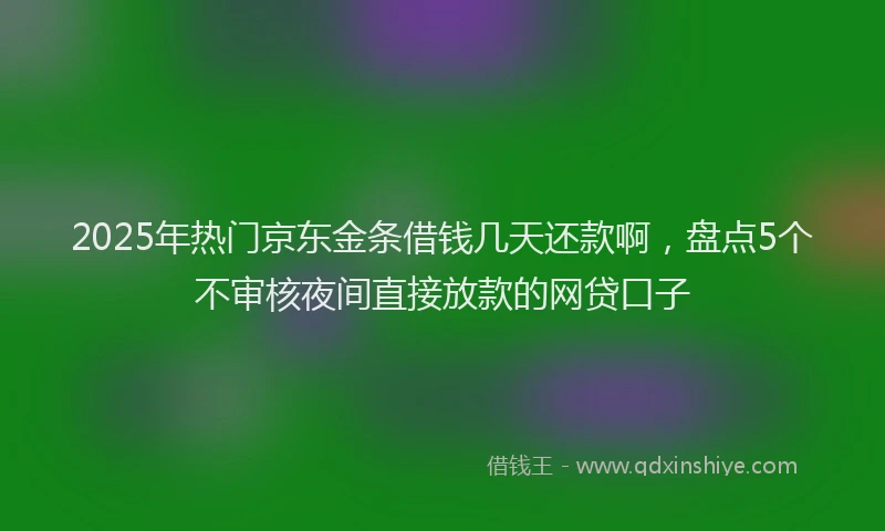 2025年热门京东金条借钱几天还款啊，盘点5个不审核夜间直接放款的网贷口子