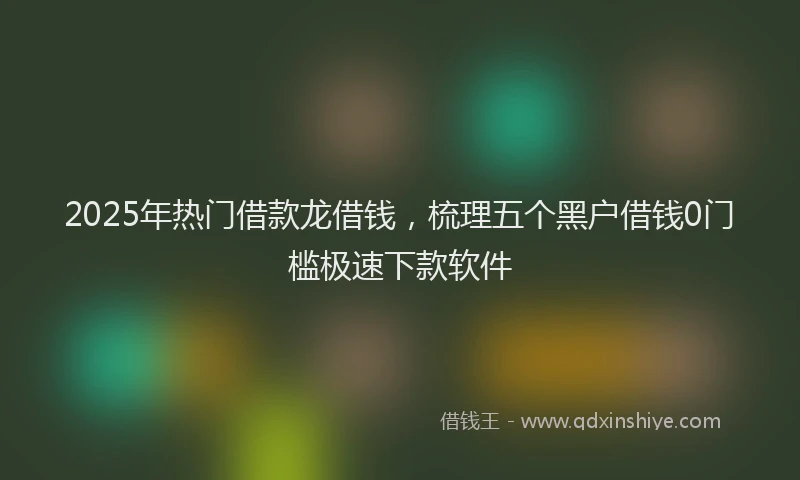 2025年热门借款龙借钱，梳理五个黑户借钱0门槛极速下款软件