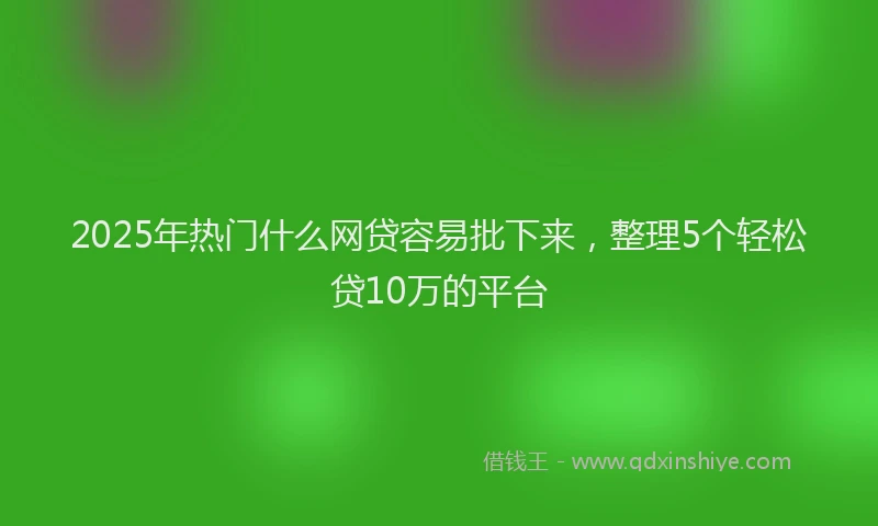 2025年热门什么网贷容易批下来，整理5个轻松贷10万的平台