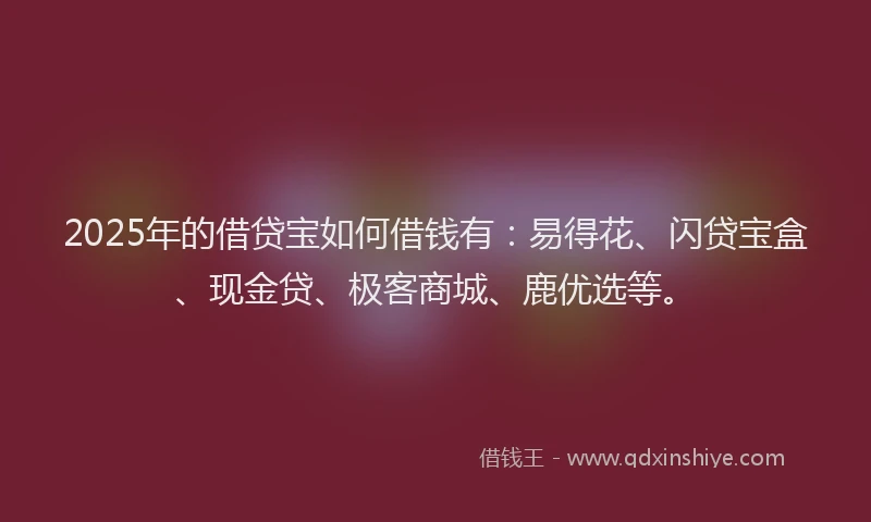 2025年的借贷宝如何借钱有：易得花、闪贷宝盒、现金贷、极客商城、鹿优选等。