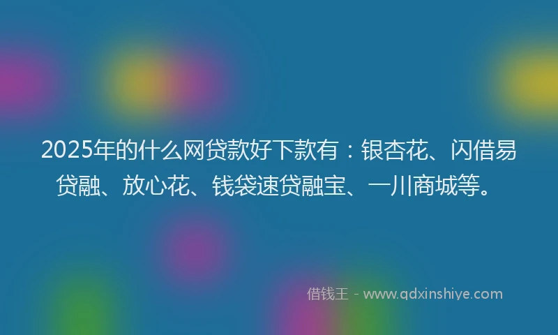2025年的什么网贷款好下款有：银杏花、闪借易贷融、放心花、钱袋速贷融宝、一川商城等。