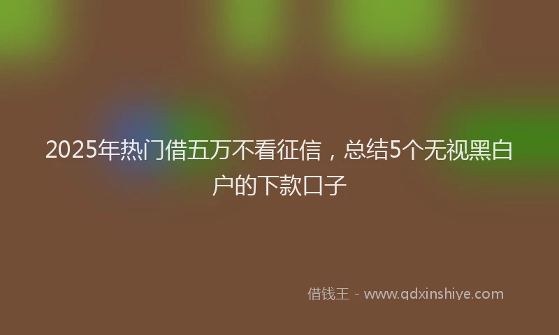2025年热门借五万不看征信，总结5个无视黑白户的下款口子