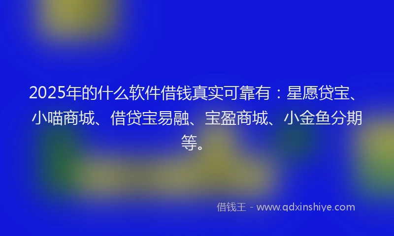 2025年的什么软件借钱真实可靠有：星愿贷宝、小喵商城、借贷宝易融、宝盈商城、小金鱼分期等。