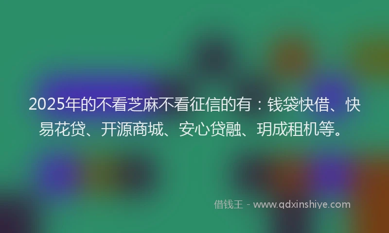2025年的不看芝麻不看征信的有：钱袋快借、快易花贷、开源商城、安心贷融、玥成租机等。