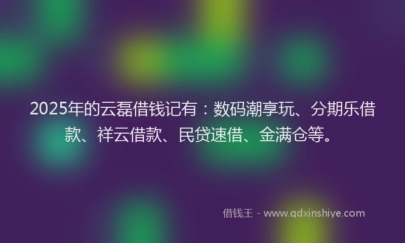2025年的云磊借钱记有：数码潮享玩、分期乐借款、祥云借款、民贷速借、金满仓等。
