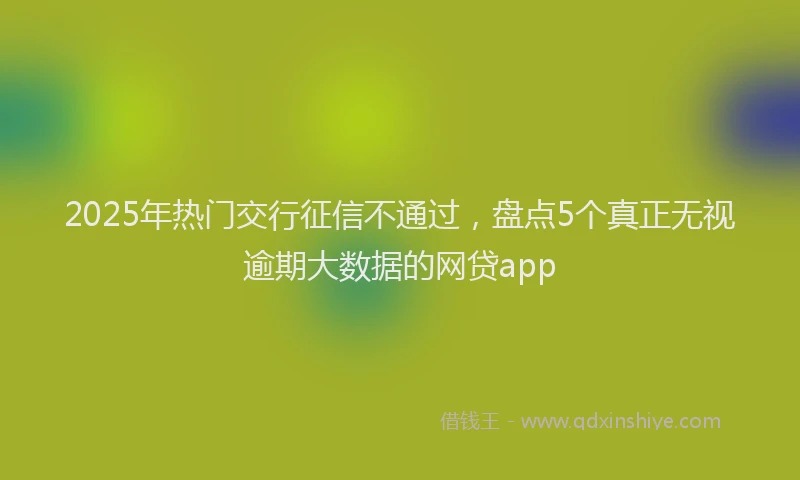 2025年热门交行征信不通过，盘点5个真正无视逾期大数据的网贷app