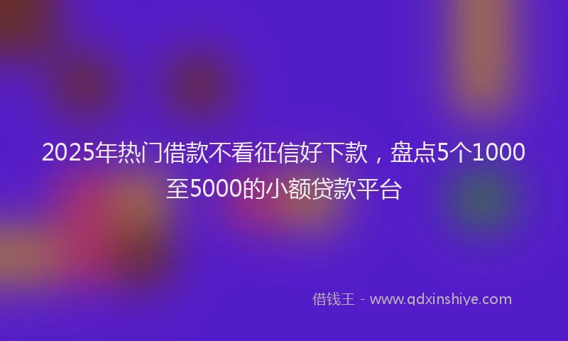 2025年热门借款不看征信好下款，盘点5个1000至5000的小额贷款平台
