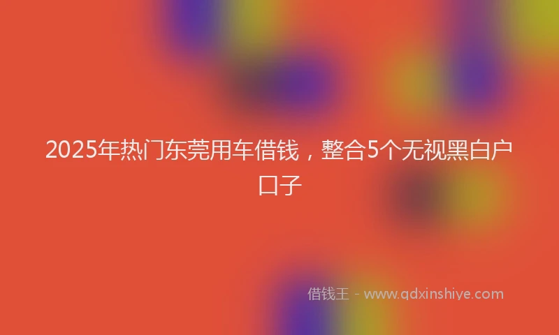 2025年热门东莞用车借钱，整合5个无视黑白户口子