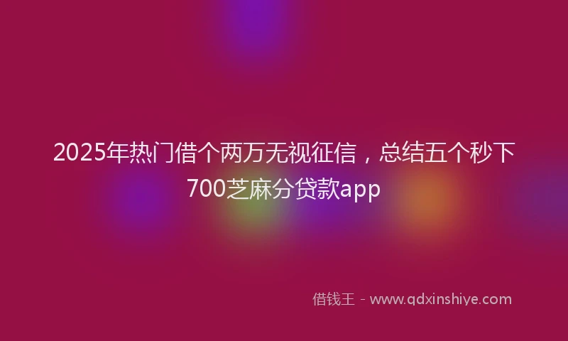 2025年热门借个两万无视征信，总结五个秒下700芝麻分贷款app