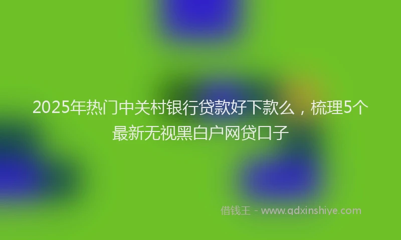 2025年热门中关村银行贷款好下款么，梳理5个最新无视黑白户网贷口子