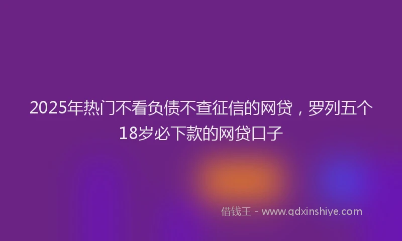 2025年热门不看负债不查征信的网贷，罗列五个18岁必下款的网贷口子