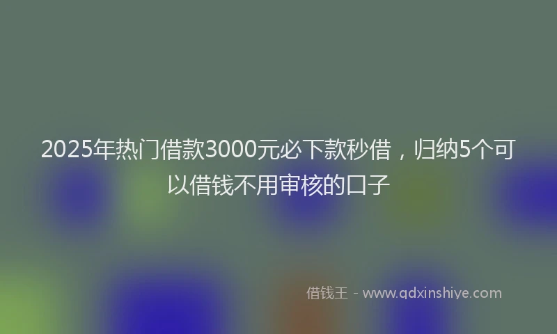 2025年热门借款3000元必下款秒借，归纳5个可以借钱不用审核的口子