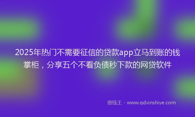 2025年热门不需要征信的贷款app立马到账的钱掌柜,分享五个不看负债秒下款的网贷软件