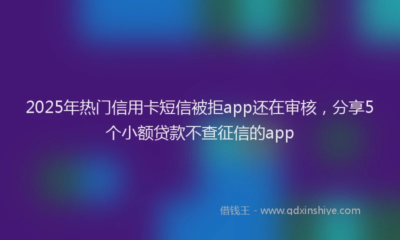 2025年热门信用卡短信被拒app还在审核，分享5个小额贷款不查征信的app