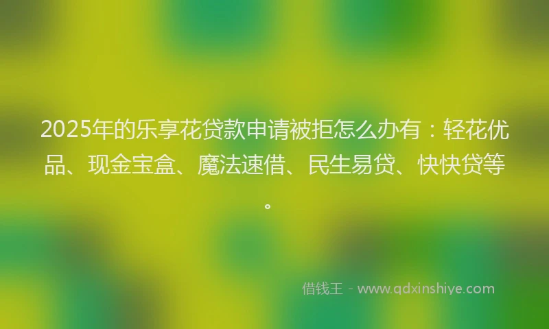 2025年的乐享花贷款申请被拒怎么办有：轻花优品、现金宝盒、魔法速借、民生易贷、快快贷等。