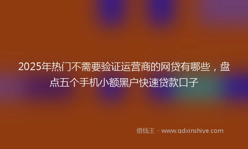 2025年热门不需要验证运营商的网贷有哪些，盘点五个手机小额黑户快速贷款口子