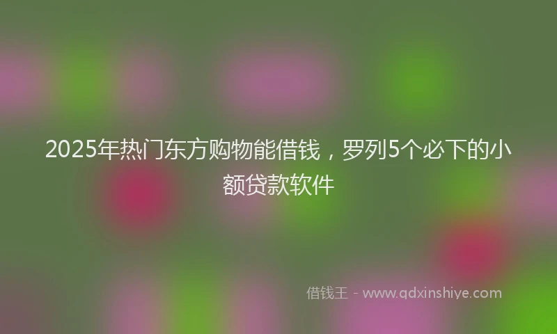 2025年热门东方购物能借钱，罗列5个必下的小额贷款软件