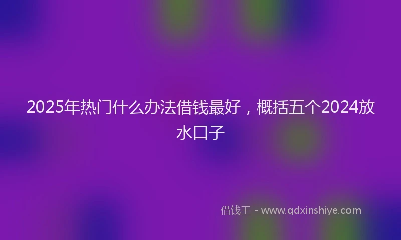 2025年热门什么办法借钱最好，概括五个2024放水口子