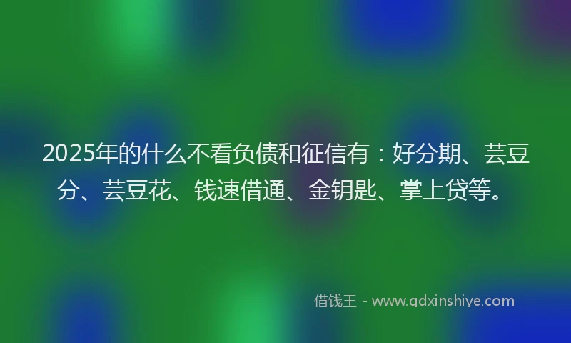 2025年的什么不看负债和征信有：好分期、芸豆分、芸豆花、钱速借通、金钥匙、掌上贷等。