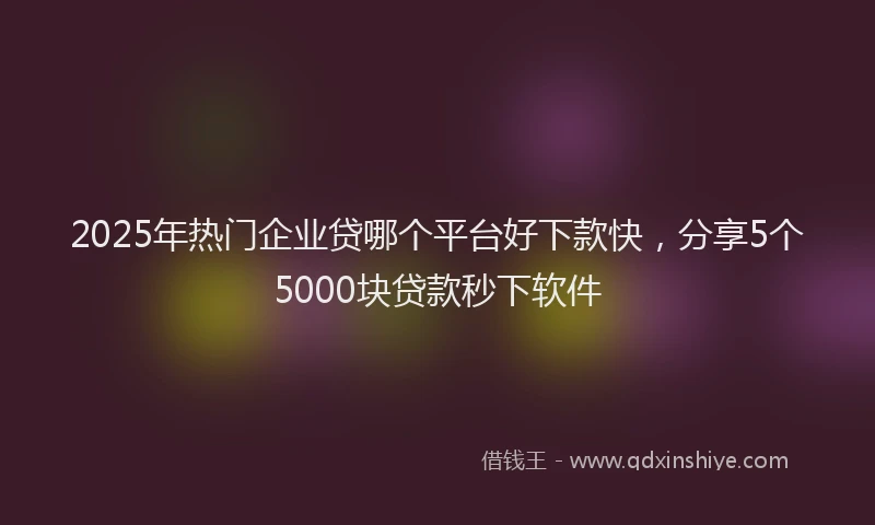 2025年热门企业贷哪个平台好下款快，分享5个5000块贷款秒下软件