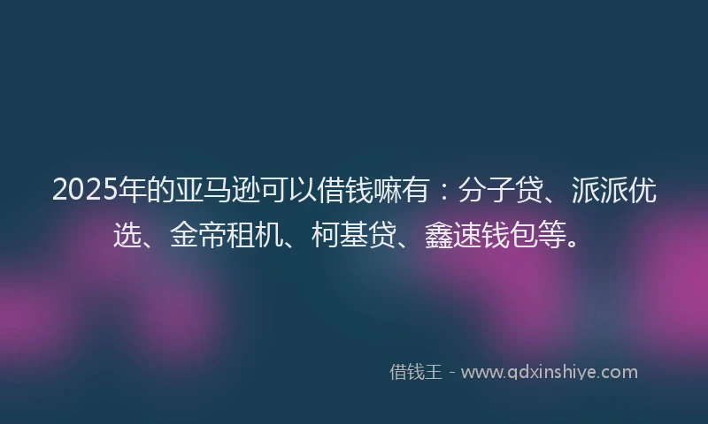 2025年的亚马逊可以借钱嘛有：分子贷、派派优选、金帝租机、柯基贷、鑫速钱包等。