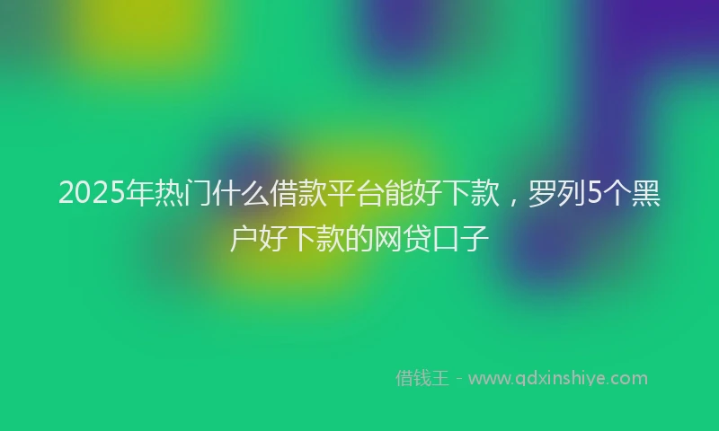2025年热门什么借款平台能好下款，罗列5个黑户好下款的网贷口子