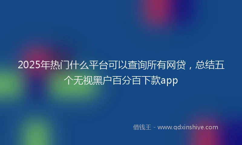 2025年热门什么平台可以查询所有网贷，总结五个无视黑户百分百下款app