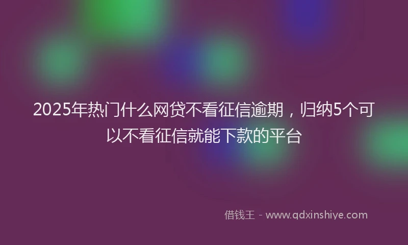 2025年热门什么网贷不看征信逾期，归纳5个可以不看征信就能下款的平台
