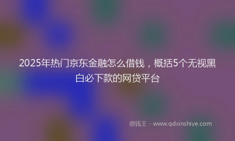 2025年热门京东金融怎么借钱，概括5个无视黑白必下款的网贷平台