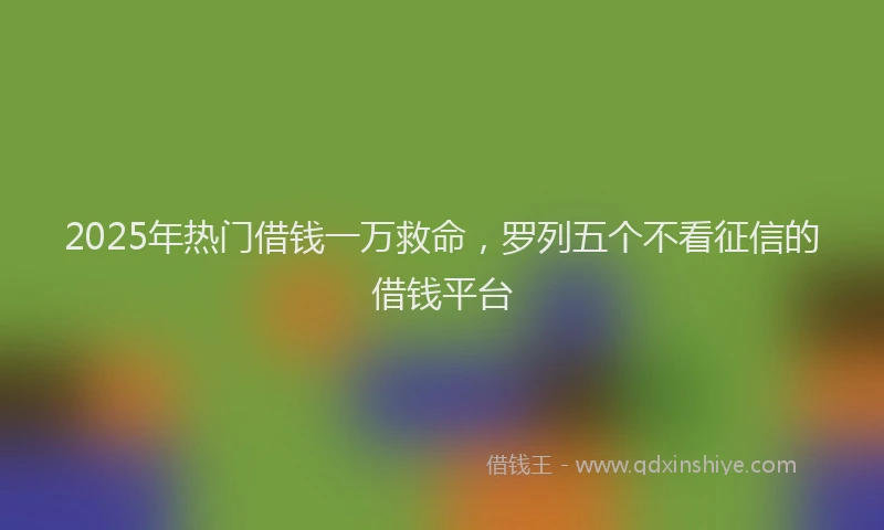 2025年热门借钱一万救命，罗列五个不看征信的借钱平台