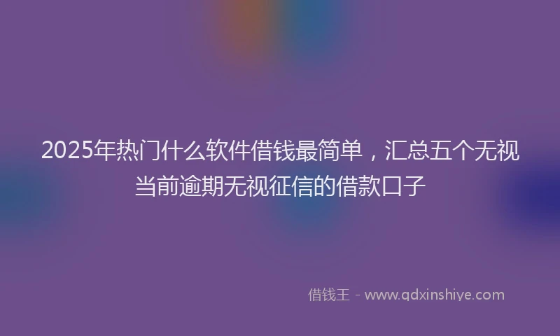 2025年热门什么软件借钱最简单，汇总五个无视当前逾期无视征信的借款口子