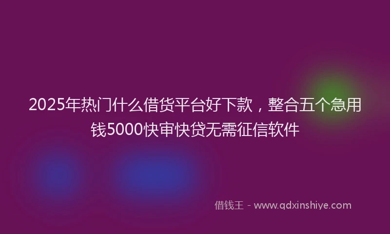 2025年热门什么借货平台好下款，整合五个急用钱5000快审快贷无需征信软件