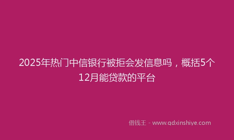 2025年热门中信银行被拒会发信息吗，概括5个12月能贷款的平台