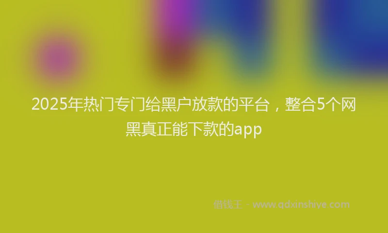 2025年热门专门给黑户放款的平台，整合5个网黑真正能下款的app