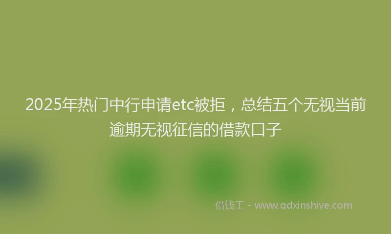 2025年热门中行申请etc被拒，总结五个无视当前逾期无视征信的借款口子
