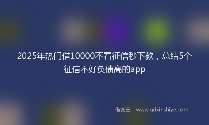 2025年热门借10000不看征信秒下款，总结5个征信不好负债高的app