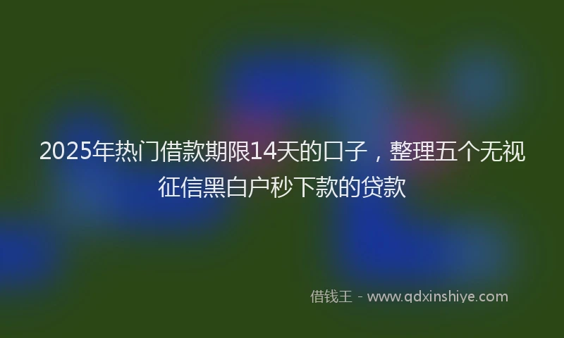 2025年热门借款期限14天的口子，整理五个无视征信黑白户秒下款的贷款