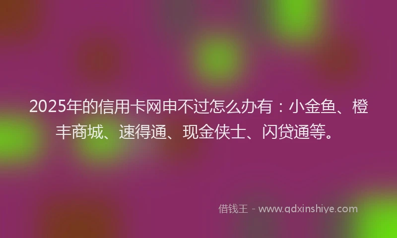 2025年的信用卡网申不过怎么办有：小金鱼、橙丰商城、速得通、现金侠士、闪贷通等。