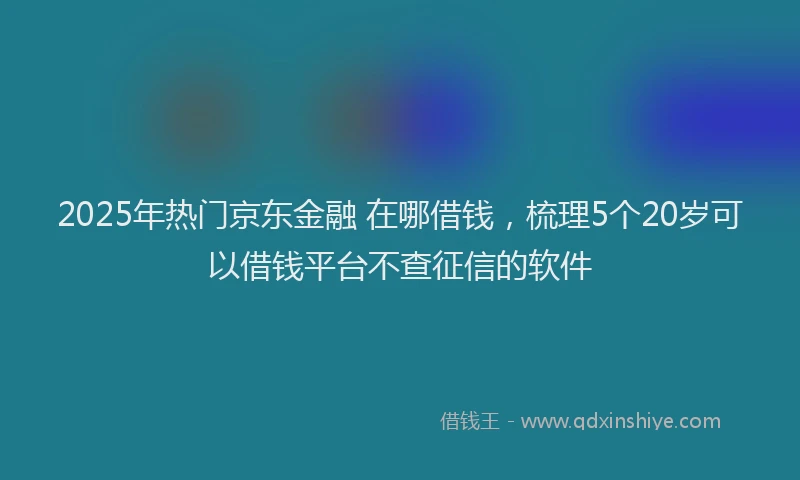 2025年热门京东金融 在哪借钱，梳理5个20岁可以借钱平台不查征信的软件
