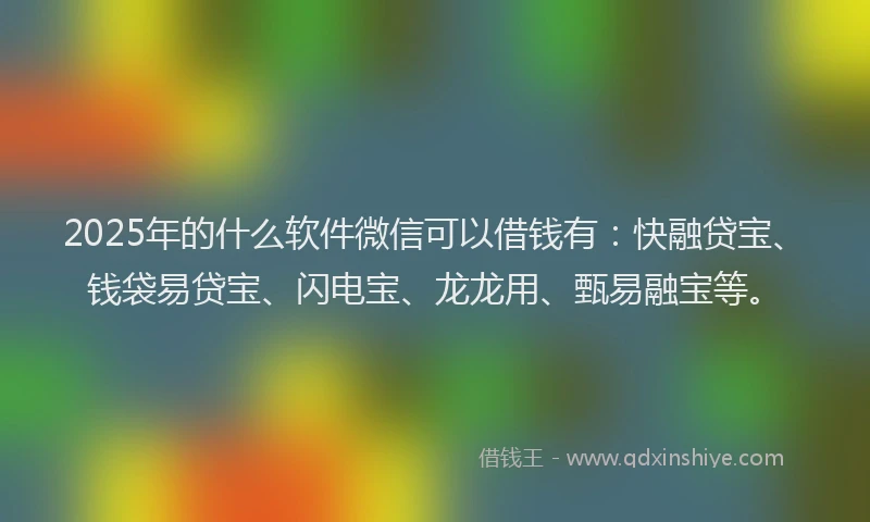2025年的什么软件微信可以借钱有：快融贷宝、钱袋易贷宝、闪电宝、龙龙用、甄易融宝等。