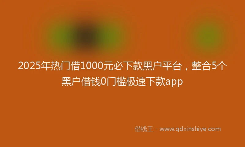 2025年热门借1000元必下款黑户平台，整合5个黑户借钱0门槛极速下款app