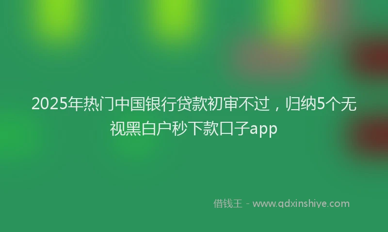 2025年热门中国银行贷款初审不过，归纳5个无视黑白户秒下款口子app