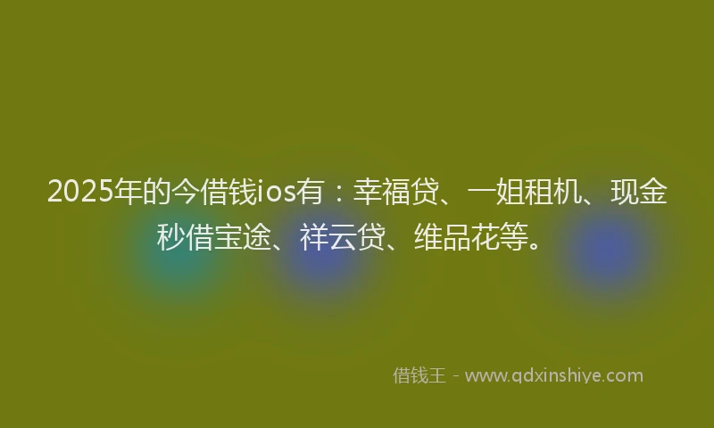 2025年的今借钱ios有：幸福贷、一姐租机、现金秒借宝途、祥云贷、维品花等。
