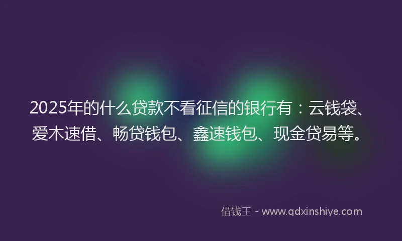 2025年的什么贷款不看征信的银行有：云钱袋、爱木速借、畅贷钱包、鑫速钱包、现金贷易等。