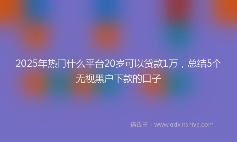 2025年热门什么平台20岁可以贷款1万，总结5个无视黑户下款的口子